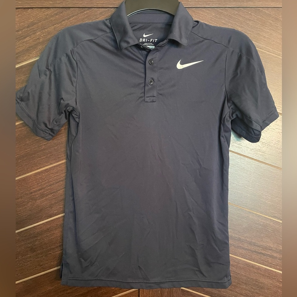 Nike Dri-Fit navy blue polo boys size small EUC